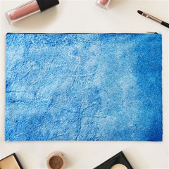 Grunge Blue Soft Leather Texture Cosmetic Bag (XXL) from ArtsNow.com Back
