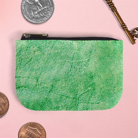 Green Grunge Soft Leather Texture Mini Coin Purse from ArtsNow.com Front