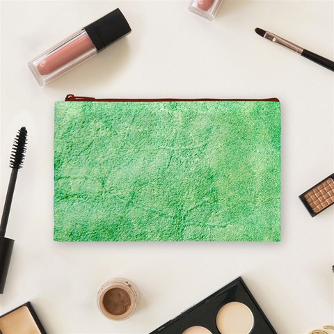 Green Grunge Soft Leather Texture Cosmetic Bag (Medium) from ArtsNow.com Front