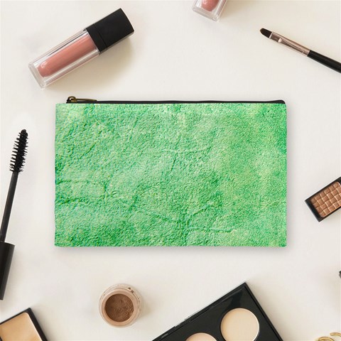Green Grunge Soft Leather Texture Cosmetic Bag (Medium) from ArtsNow.com Front