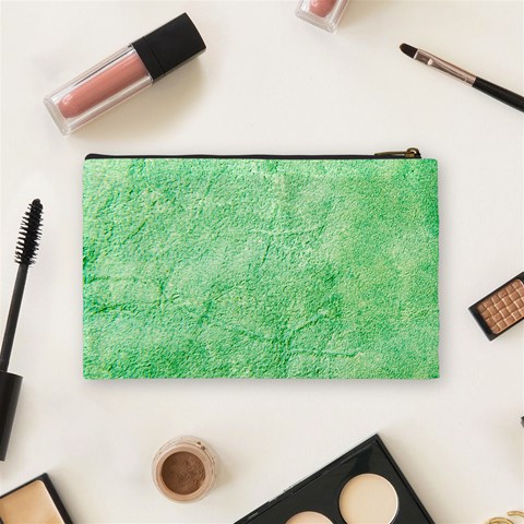 Green Grunge Soft Leather Texture Cosmetic Bag (Medium) from ArtsNow.com Back