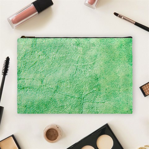 Green Grunge Soft Leather Texture Cosmetic Bag (Large) from ArtsNow.com Front