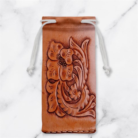 Floral Tooled Leather Jewelry Bag from ArtsNow.com Front