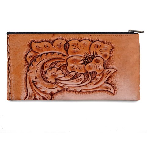 Floral Tooled Leather Pencil Case from ArtsNow.com Back