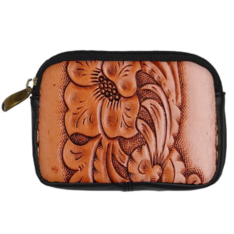 Floral Tooled Leather Digital Camera Leather Case from ArtsNow.com Front