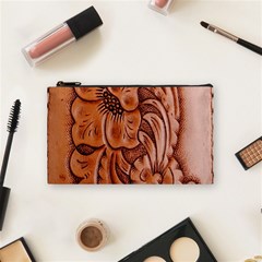 Floral Tooled Leather Cosmetic Bag (Small) from ArtsNow.com Front