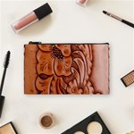 Floral Tooled Leather Cosmetic Bag (Small)