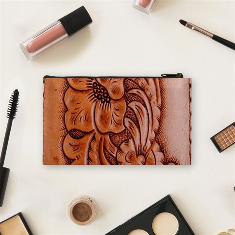 Floral Tooled Leather Cosmetic Bag (Small) from ArtsNow.com Back
