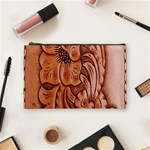 Floral Tooled Leather Cosmetic Bag (Medium)