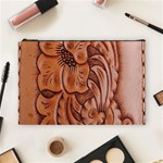 Floral Tooled Leather Cosmetic Bag (Large)