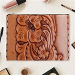 Floral Tooled Leather Cosmetic Bag (XL)