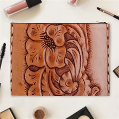 Floral Tooled Leather Cosmetic Bag (XL) from ArtsNow.com Back