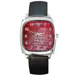 Ll Alligator Red Square Metal Watch