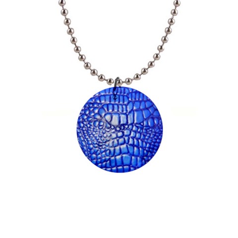 Ll Alligator Deep Blue 1  Button Necklace from ArtsNow.com Front