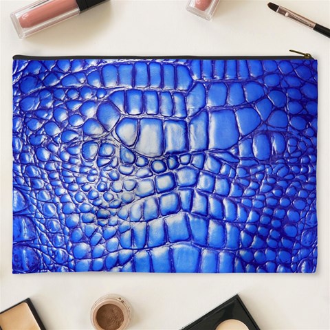 Ll Alligator Deep Blue Cosmetic Bag (XXXL) from ArtsNow.com Back