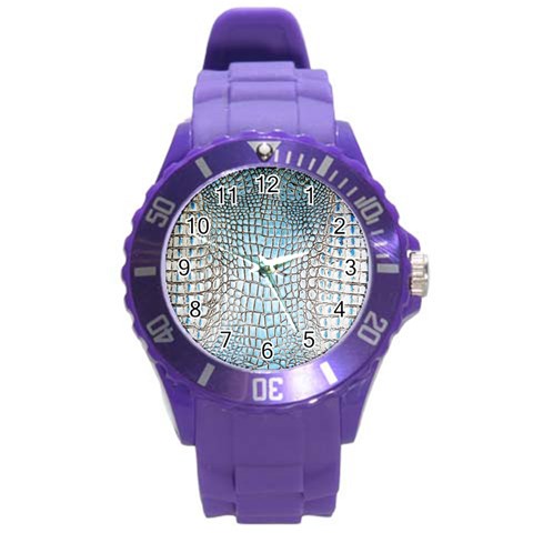 Ll Alligator Blue Round Plastic Sport Watch Large from ArtsNow.com Front