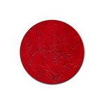 Leather Look & Skins Cracked Red Leather Rubber Coaster (Round)