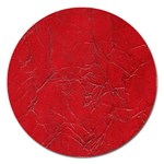 Leather Look & Skins Cracked Red Leather Magnet 5  (Round)
