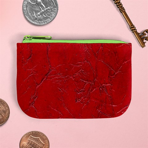 Leather Look & Skins Cracked Red Leather Mini Coin Purse from ArtsNow.com Front