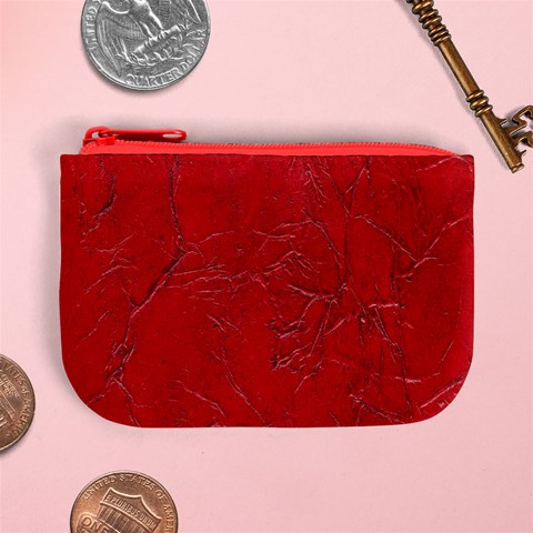 Leather Look & Skins Cracked Red Leather Mini Coin Purse from ArtsNow.com Front