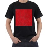 Leather Look & Skins Cracked Red Leather Black T-Shirt