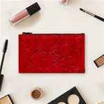 Leather Look & Skins Cracked Red Leather Cosmetic Bag (Small)