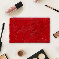 Leather Look & Skins Cracked Red Leather Cosmetic Bag (Medium) from ArtsNow.com Front