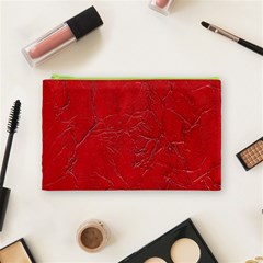 Leather Look & Skins Cracked Red Leather Cosmetic Bag (Medium) from ArtsNow.com Front