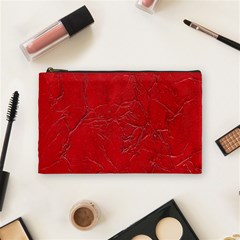 Leather Look & Skins Cracked Red Leather Cosmetic Bag (Medium) from ArtsNow.com Front