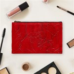 Leather Look & Skins Cracked Red Leather Cosmetic Bag (Medium)