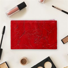 Leather Look & Skins Cracked Red Leather Cosmetic Bag (Medium) from ArtsNow.com Back