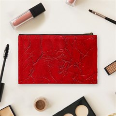 Leather Look & Skins Cracked Red Leather Cosmetic Bag (Medium) from ArtsNow.com Back