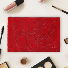 Leather Look & Skins Cracked Red Leather Cosmetic Bag (Large) from ArtsNow.com Back