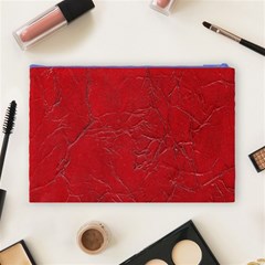 Leather Look & Skins Cracked Red Leather Cosmetic Bag (Large) from ArtsNow.com Back