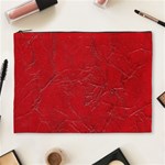 Leather Look & Skins Cracked Red Leather Cosmetic Bag (XL)