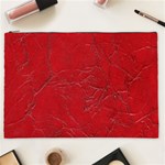 Leather Look & Skins Cracked Red Leather Cosmetic Bag (XXL)