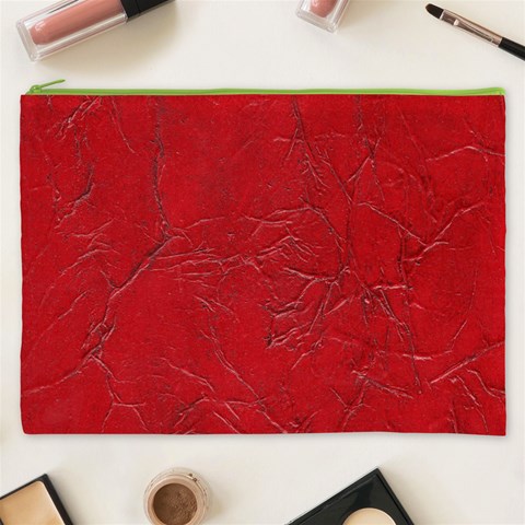 Leather Look & Skins Cracked Red Leather Cosmetic Bag (XXXL) from ArtsNow.com Front
