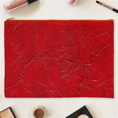 Leather Look & Skins Cracked Red Leather Cosmetic Bag (XXXL) from ArtsNow.com Front