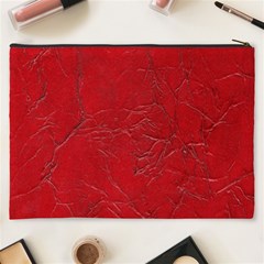 Leather Look & Skins Cracked Red Leather Cosmetic Bag (XXXL) from ArtsNow.com Back