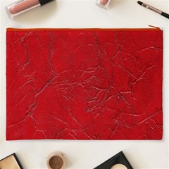 Leather Look & Skins Cracked Red Leather Cosmetic Bag (XXXL) from ArtsNow.com Back