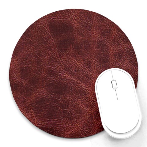 Leather Look & Skins Capri Brown Round Mousepad from ArtsNow.com Front