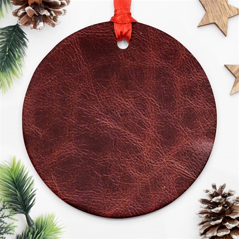 Leather Look & Skins Capri Brown Round Ornament (Two Sides) from ArtsNow.com Front