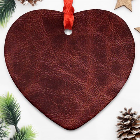 Leather Look & Skins Capri Brown Heart Ornament (Two Sides) from ArtsNow.com Front