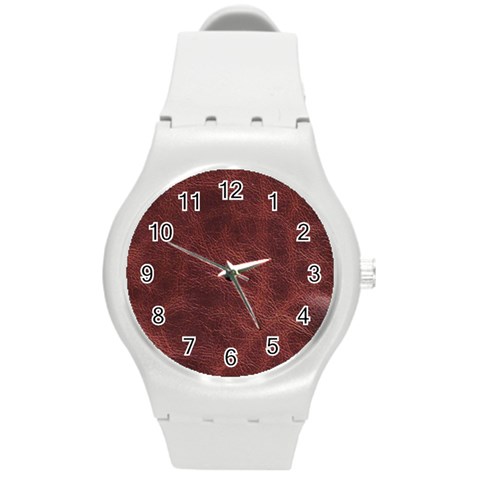 Leather Look & Skins Capri Brown Round Plastic Sport Watch Medium from ArtsNow.com Front