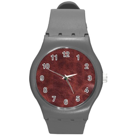 Leather Look & Skins Capri Brown Round Plastic Sport Watch Medium from ArtsNow.com Front