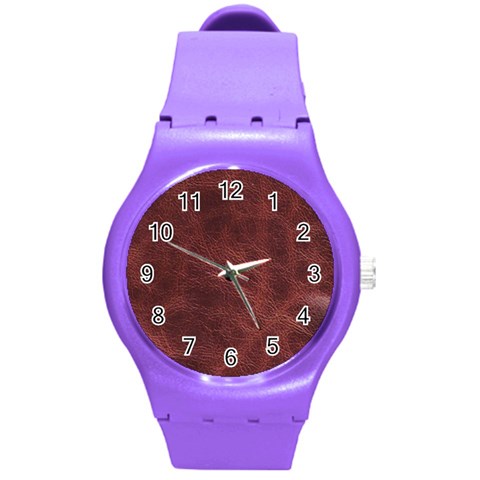 Leather Look & Skins Capri Brown Round Plastic Sport Watch Medium from ArtsNow.com Front