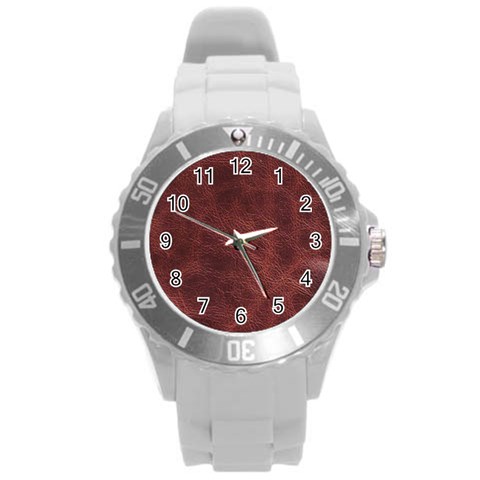 Leather Look & Skins Capri Brown Round Plastic Sport Watch Large from ArtsNow.com Front