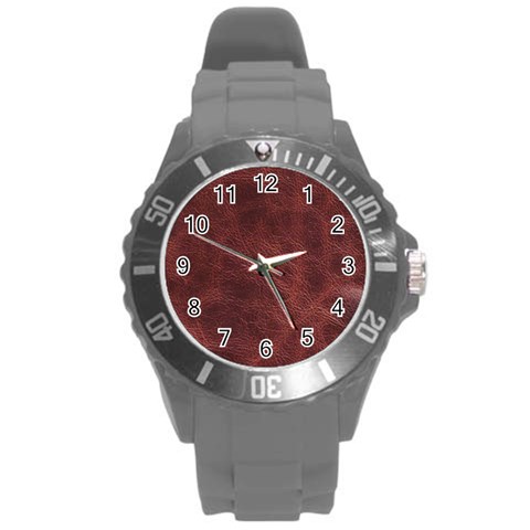 Leather Look & Skins Capri Brown Round Plastic Sport Watch Large from ArtsNow.com Front