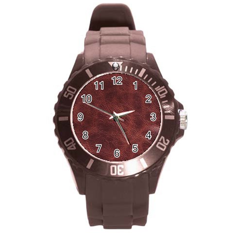Leather Look & Skins Capri Brown Round Plastic Sport Watch Large from ArtsNow.com Front