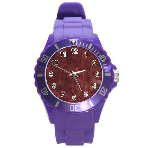 Leather Look & Skins Capri Brown Round Plastic Sport Watch Large from ArtsNow.com Front
